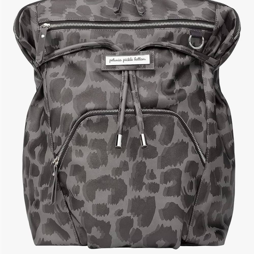 Petunia Pickle Bottom Gray Leopard-Print Backpack Diaper Bag